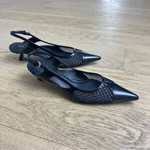 COS Black Mesh Slingback Heels